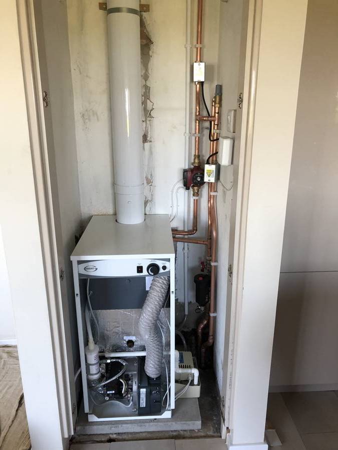 Grant oil boiler in airing cupboard